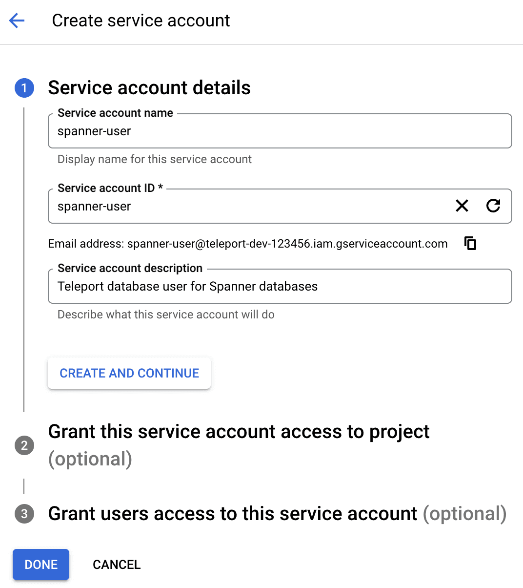 Create Service Account