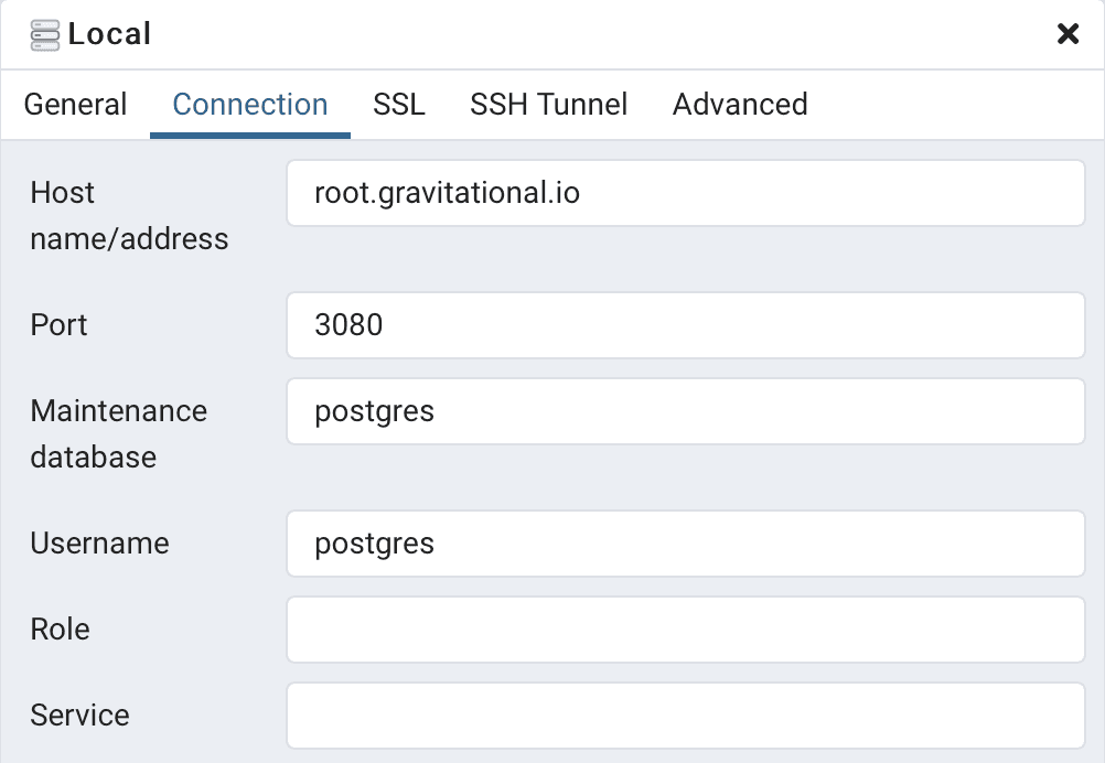 pgAdmin Connection